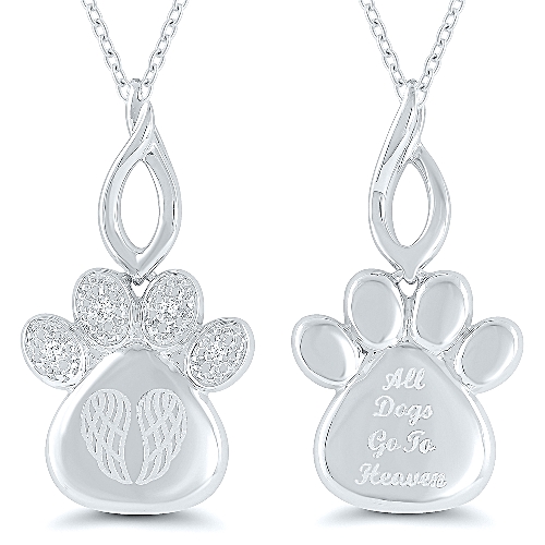 14kt gold diamond dog paw necklace on ball chain | Luna Skye