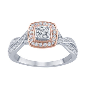H Diamond Two-Tone Engagement Ring