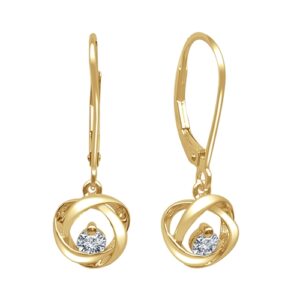.06 Carat Yellow Gold H Diamond Drop Earrings