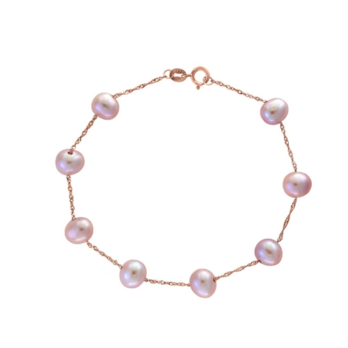 Pink pearl bracelet on elastic band  KLENOTA