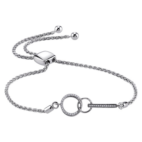 Diamond Heart Bolo Chain Bracelet