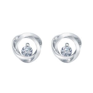 H Diamond Time & Eternity Silver Stud Earrings featuring .09 CTTW of diamonds.