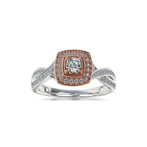 H Diamond Rose Gold Halo Engagement Ring