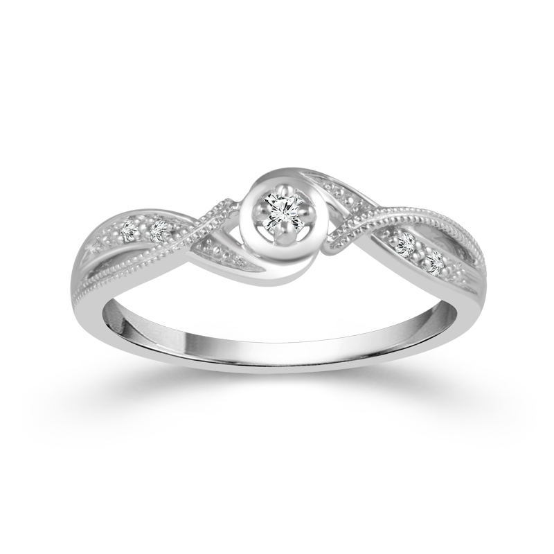 Sterling Silver Swirl Diamond Promise Ring | Harry Ritchie's