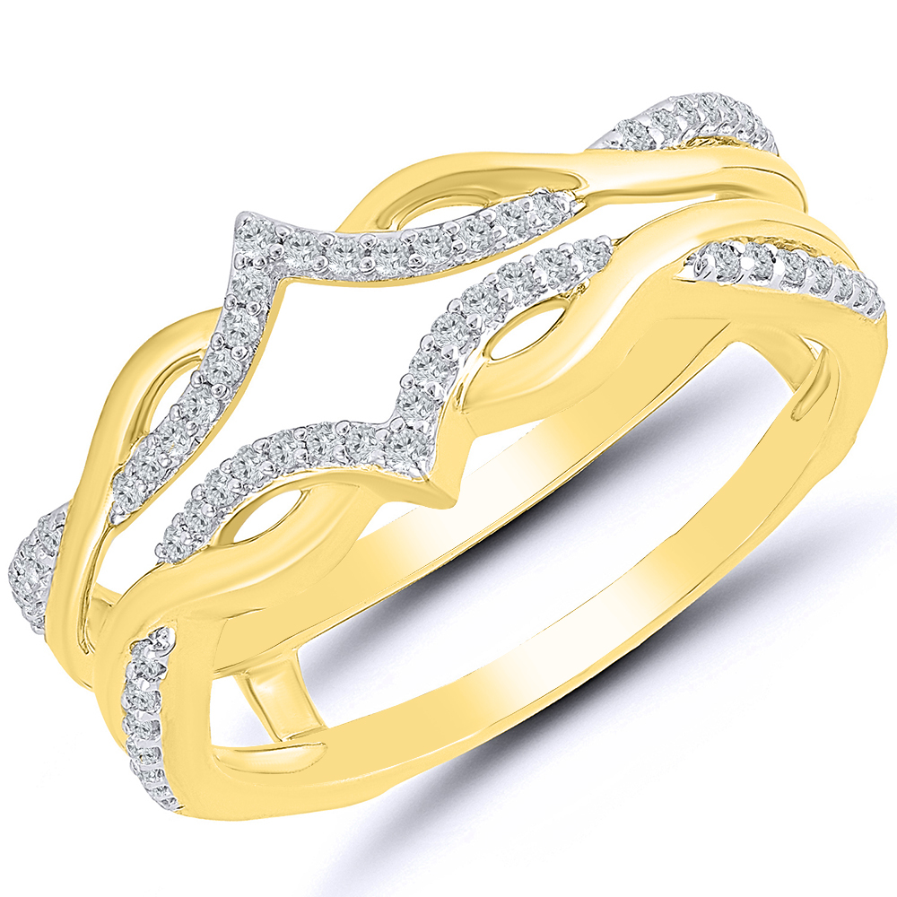 1/4ctw Diamond Asymmetrical Floral Yellow Gold Ring Guard | REEDS Jewelers