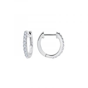 14K White Gold diamond earrings incorporate a hinged design for easy wear