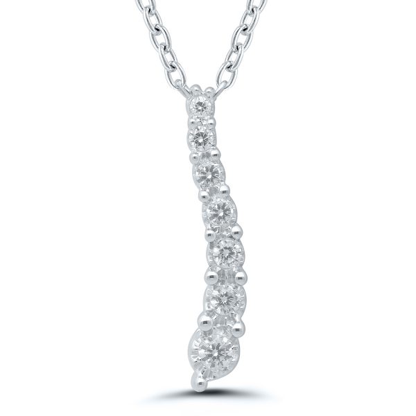 Sterling Silver and diamond pendant flows downward in a free-form pattern
