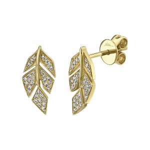 Leaf-shaped earrings featuring .14 CTTW of diamonds