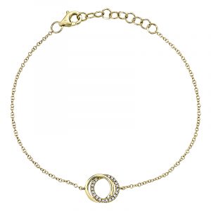 Bracelet with two connected circles featuring diamonds