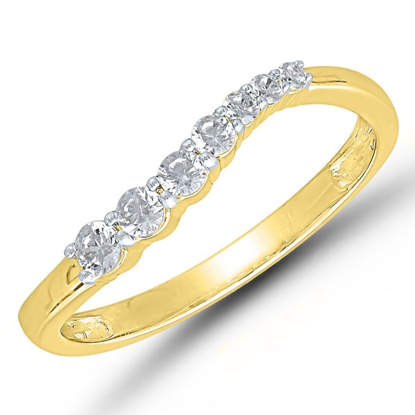 Curved 14K Yellow Gold curved band with Diamonds