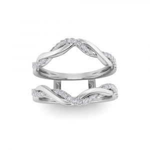 14K White Gold and Diamond Ring Guard with an elegant braided design