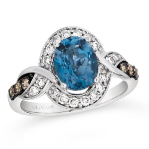 Le Vian Oval Creme Brulee Sea Blue Topaz & Diamond Ring
