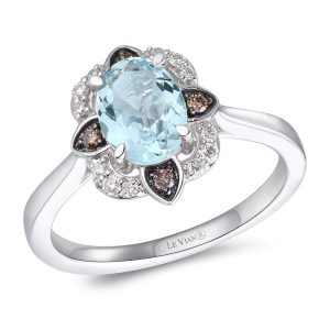 LeVian Creme Brulee Aquamarine & Diamond Ring