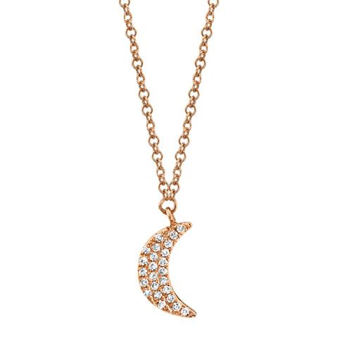 Gold Diamond Pavé Crescent Moon Pendant & Handcrafted Chain Necklace – LEE  BREVARD