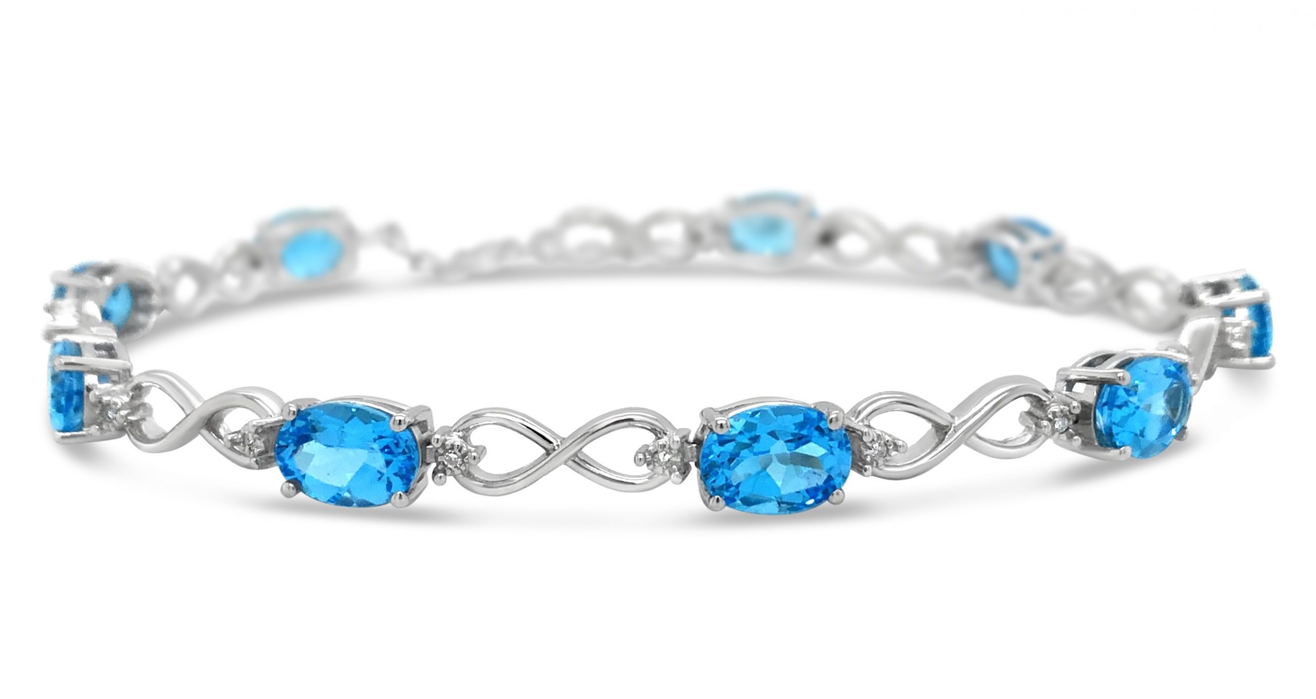 Blue Topaz  Diamond Bracelet