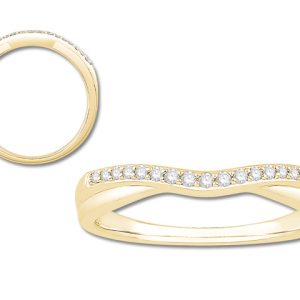 Curved Yellow Gold Anniversary Band with Diamonds