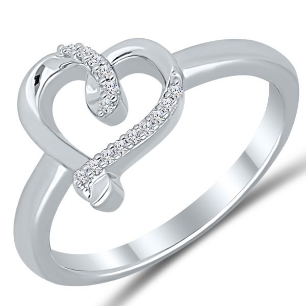 Heart-shaped diamond ring in Sterling Silver