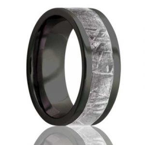 Dark Zirconium evokes thoughts of deep space while wearing this Meteorite-inlaid band.