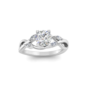 H Diamond Floral Engagement Ring .90CTW