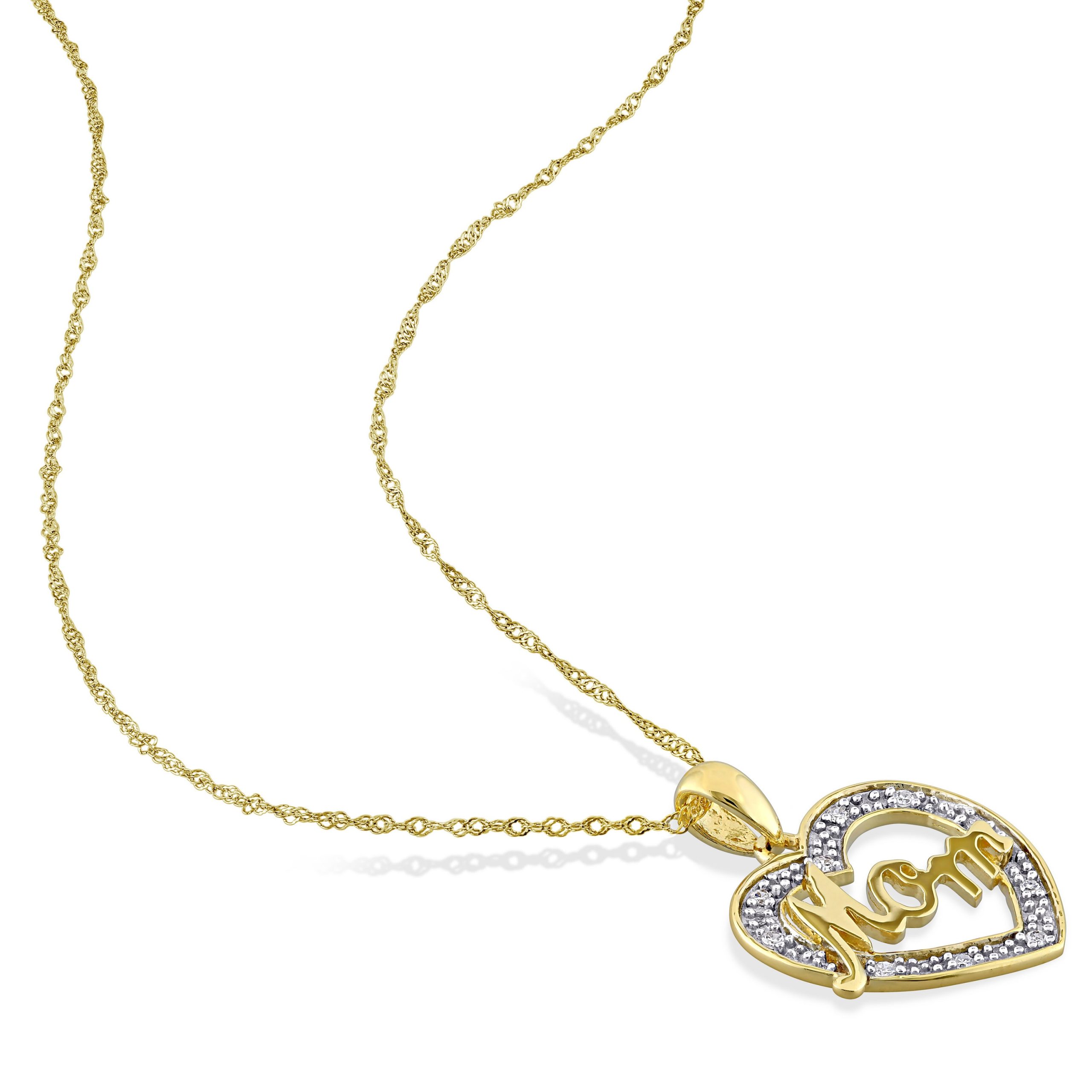 9ct Yellow Gold CZ Love Heart Mum Pendant Necklace 4.0g – My Jewel World