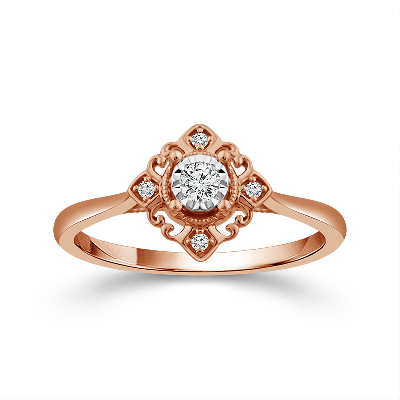 9ct rose gold and white gold vintage inspired engagement ring