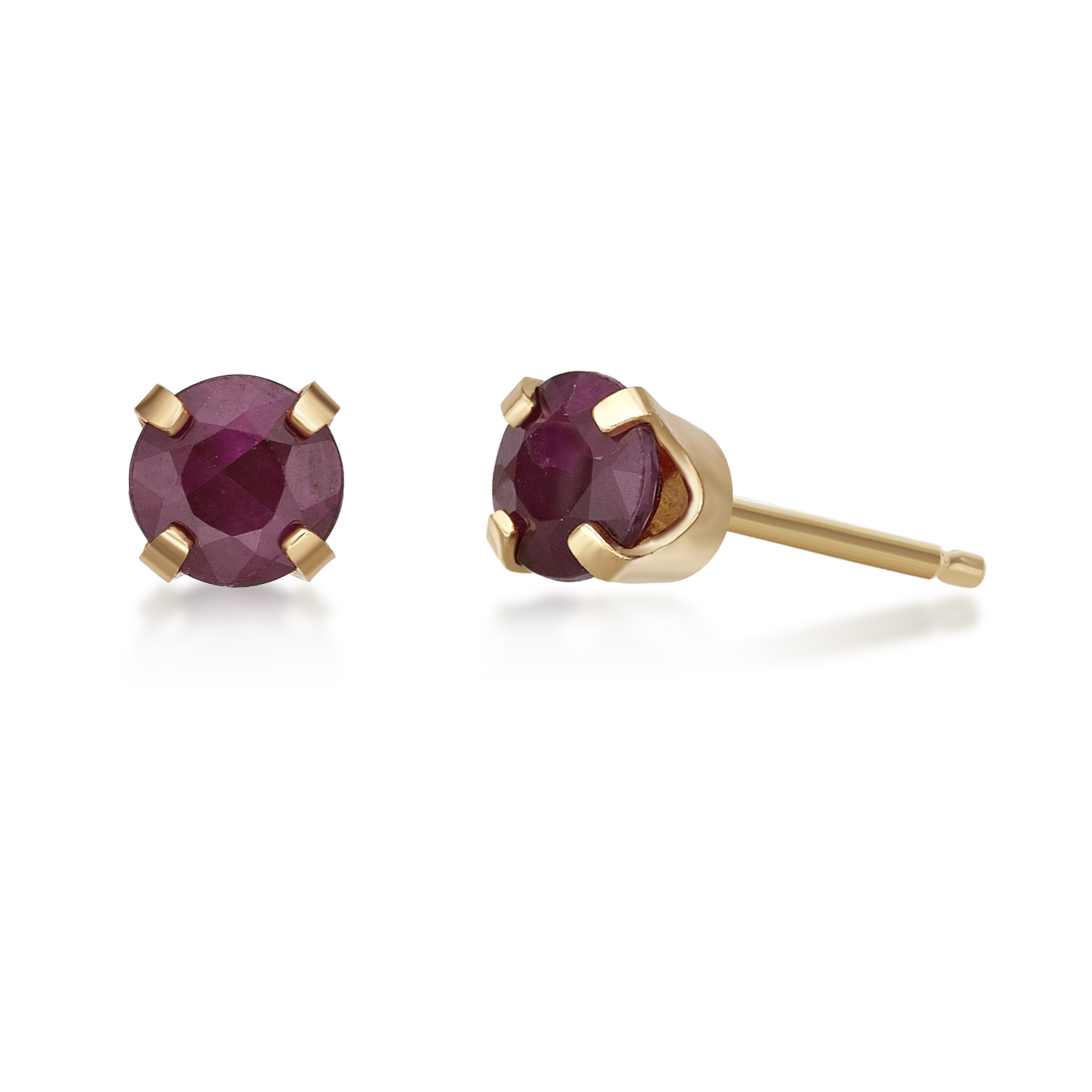 18 Karat Gold Natural Ruby Earrings with Rose Cut Diamonds - Ruby Lane