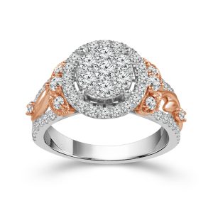 Two Hearts Rose & White Gold Diamond Engagement