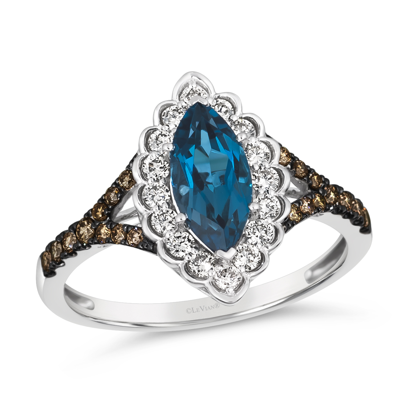 Cushion Blue Topaz and Diamond Ring, 14K White Gold – Fortunoff Fine Jewelry