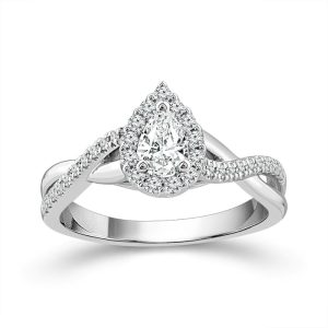 Two Hearts® Pear Halo Engagement Ring